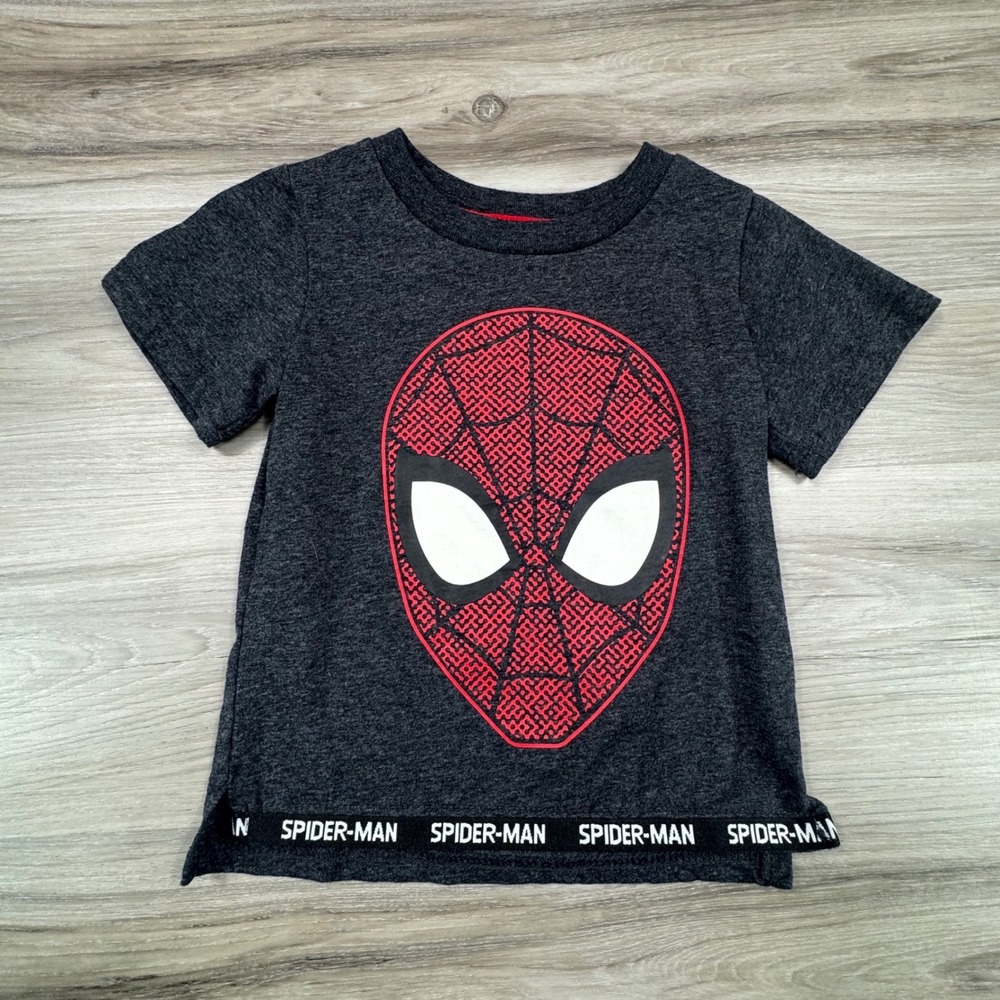 Kids Marvel Spider Man Graphic‎ Tee Shirt Dark Gray 18M Short Sleeve